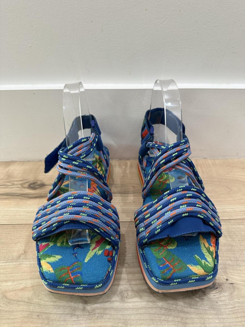 Farm Rio Sandals Womens Size 9 Multicolor Floral Platform Ankle Strap Shoes